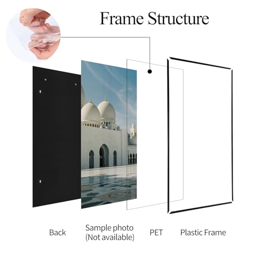 Image of Lavezee 16x24 Poster Frame Black, 6 Packs Lightweight 16 x 24 Poster Frames for Wall Mounting, Display 16 by 24 Pictures, Posters & Art Prints Vertically or Horizontally