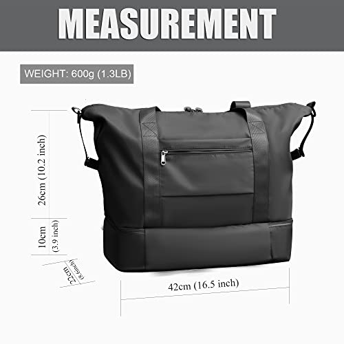 Mocare Travel Duffel Bag, Sports Gym Tote Carry On Bags For Women, Foldable Lightweight Overnight Shoulder Weekender Shopping Hospital Handbag With Shoes Compartment (Black) #TOP1