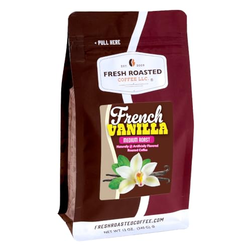 Image of Fresh Roasted Coffee, French Vanilla Flavored Drip Ground Coffee, Medium Roast, Kosher, 12 oz