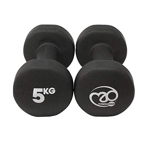 Fitness Mad Neo - Set de 2 Mancuernas / pesas de 5kg/u, color negro