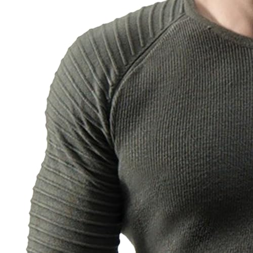 Mens Slim Long Sleeve Knit Pullover Fall Solid Color Basic Male Knitted Sweater Crew Neck Casual Knits Sweaters3