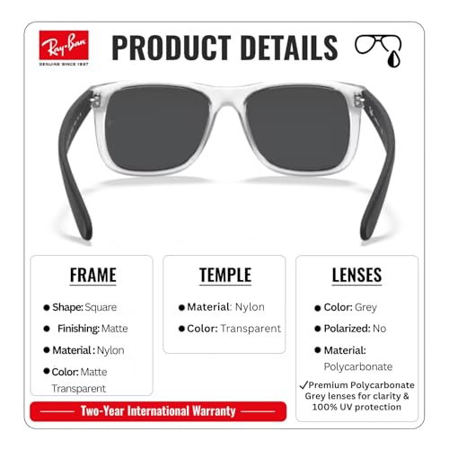 Image of Ray-Ban RB4165 JUSTIN COLOR MIX Square Shaped Sunglasses for Men with Official RAYBAN Eyewear Kit