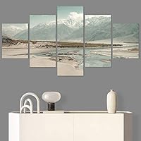 SIGNWIN 5 Panel Canvas Wall Art Modern Art Dramatic Farmhouse/Country Mountain Multicolor Nature Photography for Home Decorations Ready to Hang - 60
