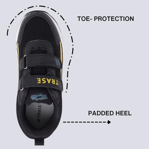 Image of TRASE Sports Shoes for Kids | Running Shoes for Boys & Girls with Hook & Loop | Anti-Skid Comfortable Lightweight Footwear with Breathable Fabric