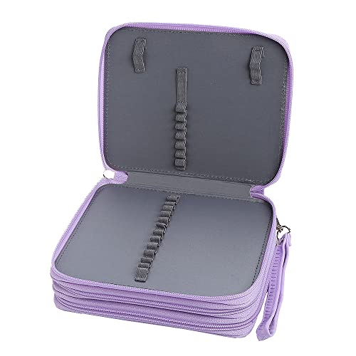 Image of 72 Slots Pencil Case Organizer w /Removal Handle Strap | 3-Layer Zipped Pencils Box Large for Colored Pencils Watercolor Pencils for Office and Travel for Artist