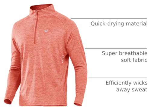 Image of NORTHYARD Men's Quarter Zip Pullover Athletic Running Shirt Long Sleeve | 1 /4 Zip Top, Quick Dry Lightweight, Moisture Wicking Breathable, Reflective Strips, Performance Workout Gym, Hiking Sports