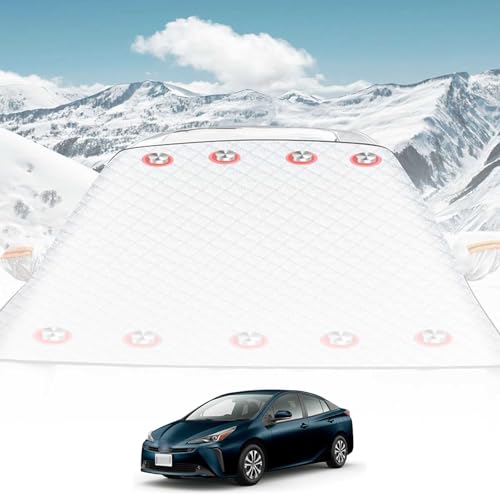 車凍結防止カバー フロントガラスカバー に適合する トヨタ プリウス Prius α 30系 50系 60系 車用 サンシェード カバー 厚手 凍結防止シート 車 フロントガラス 9枚磁石内蔵 反射材付き耳かけストラップ 強風対策 雪対策 霜よけ 凍結対策