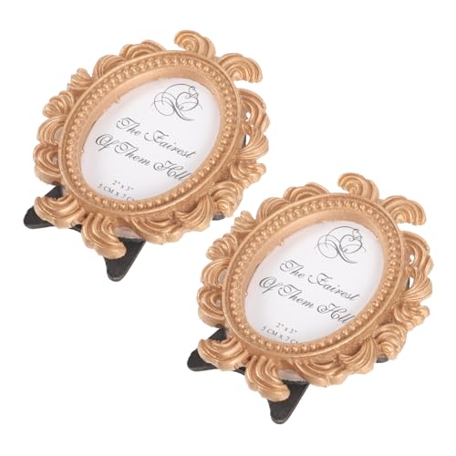 IMIKEYA 2 Piezas marco de fotos de estilo europeo decoración dormitorio marcos para fotos de pared picture frame marco de la vendimia marco de fotos de escritorio antiguo resina Golden