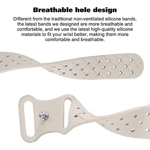 Image of Silicone Braided Weave Bands Compatible with Apple Watch 38mm 40mm 41mm 42mm 44mm 46mm 45mm 49mm, Replacement Sport Breathable Strap for iWatch Series 11 /10 /9 /8 /7 /6 /5 /4 /3 /2 /1 Ultra SE Women Men, Starlight