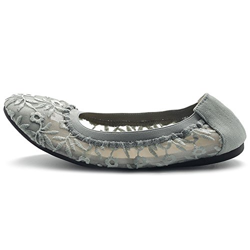 Ollio Women's Shoes Floral Embroidery Lace Slip On Comfort Light Ballet Flat4