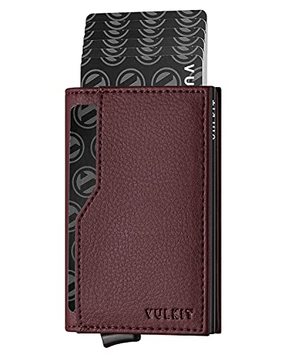 Image of VULKIT Card Holder Wallet with Double ID Windows RFID Blocking Pop Up Wallet Minimalist Design for 12 Cards