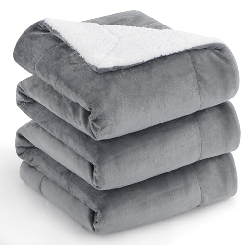 Aisbo Manta Sofa Invierno Polar - Mantas Para Cama 135 150 Gruesa Calentita Manta De Sofá Suave Y Caliente Con Borreguito, Reversible De Franela Y Borrego Gris 220x240 Grande, Sherpa Blanket Aisbo Manta Sofa Invierno Polar - Mantas Para Cama 135 150 Gruesa Calentita Manta De Sofá Suave Y Caliente Con Borreguito, Reversible De Franela Y Borrego Gris 220x240 Grande, Sherpa Blanket