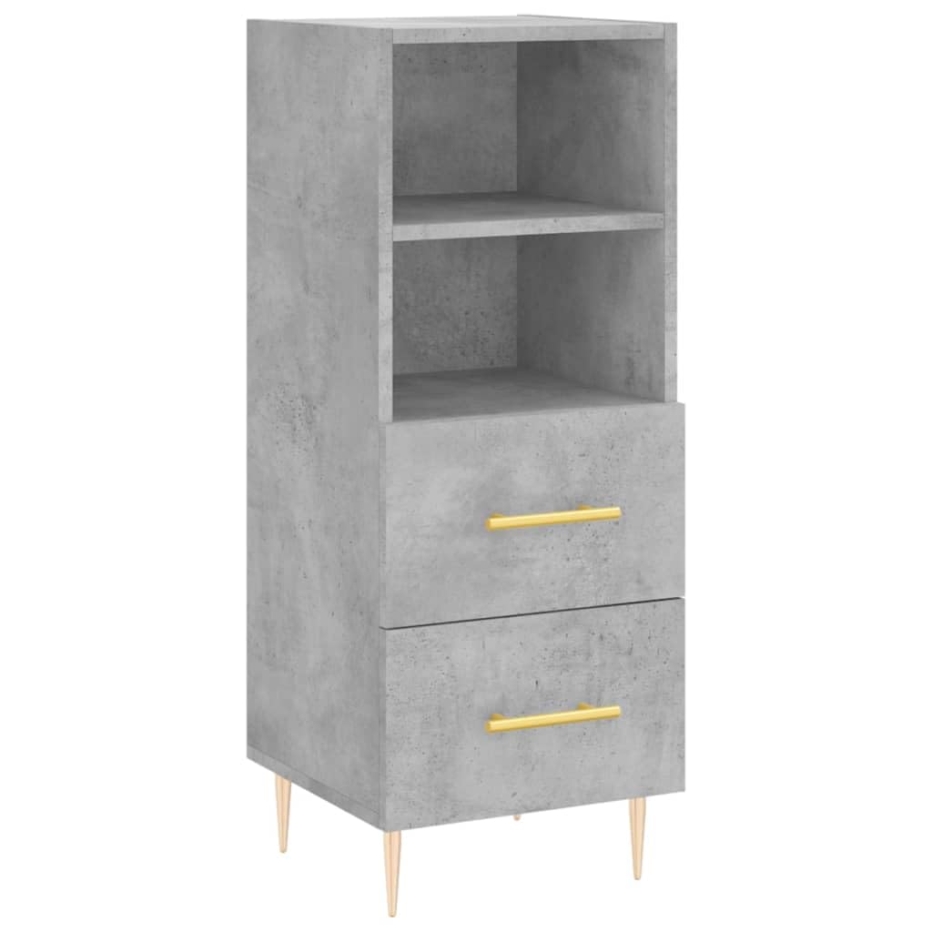 Credenza grigio cemento, 34,5 x 34 x 90 cm, in legno con gambe in metallo, moderna cassettiera per soggiorno, corridoio, ufficio, cassettiera stretta e salvaspazio