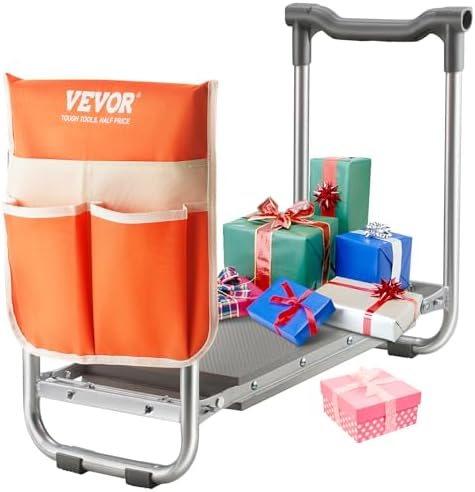 VEVOR Large Folding Garden Kneeler and Seat Heavy Duty, Widened 10" EVA Foam Pad, Portable Garden Stool with Tool Bags, Gardening Bench to Relieve Knee & Back Pain, Gifts for Seniors, Women, Parents