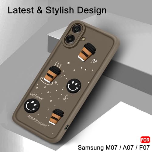 Image of TheGiftKart Back Cover Case for Samsung Galaxy M07 / F07 | Cute Fun Cartoon 3D Smiley Coffee Case | Full Camera Protection | Shockproof Back Cover Case for Samsung M07 / F07 (Silicone, Brown)