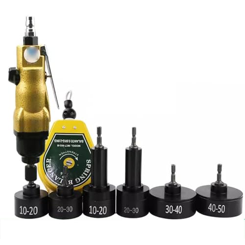 WDWDW Machine de capsulage pneumatique, visseuse de scellage Manuelle, avec 6 têtes, Vitesse réglable jusqu'à 9 000 TR/Min, pour Tubes en Plastique de 10 à 50 mm
