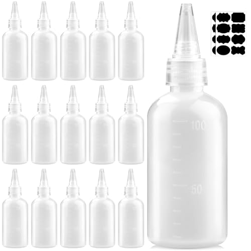 DKBT 16 Stück Quetschflasche 100ml Squeeze Flasche Spritzflasche Dosierflasche Saucenflasche Ketchup Flasche Spenderflasche Squeeze Bottle Soßenflaschen Soßenspender ölflasche Plastik küche