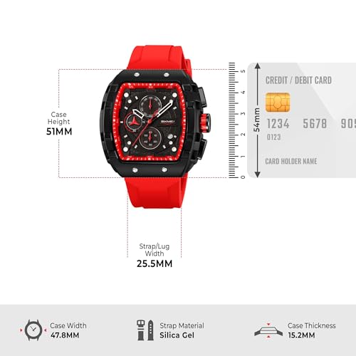 Image of SKMEI Tonneau Analog Watch - Men's Quartz Fashion Sports Watch, Analog Display, 30M Water-Resistant, Stopwatch & Date Function, Durable Zinc Alloy Case - 9341