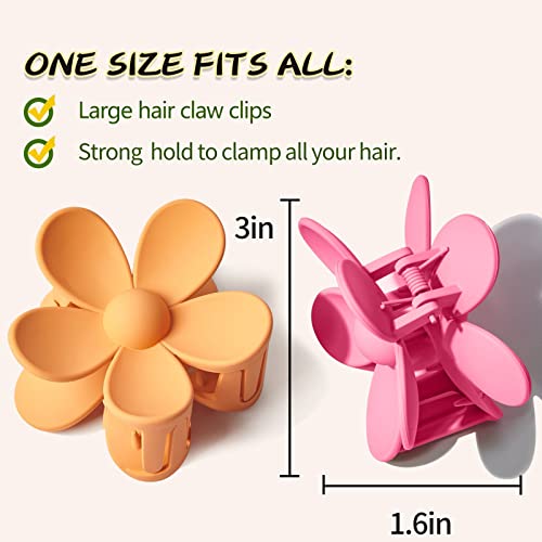 RVUEM-Hair-Claw-Clips-6-PCS-Flower-Hair-Clips-for-Women-Big-Jaw-Clips-Strong-Hold-Non-Slip-Hair-Catch-Clamps-Barrettes-6-Colors-Hair-Accessories-Hair-Clips-for-Thick-Thin-Hair