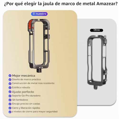 Jaula de aluminio Amazear para Insta360 X5 gris acero ultra resistente 6