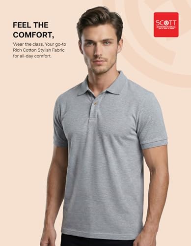 Image of Scott International Cotton Polo T Shirt | Collar Tshirts | Half Sleeves Plain T Shirt | T-Shirt |Tshirt for Men Stylish | Men's Tshirt