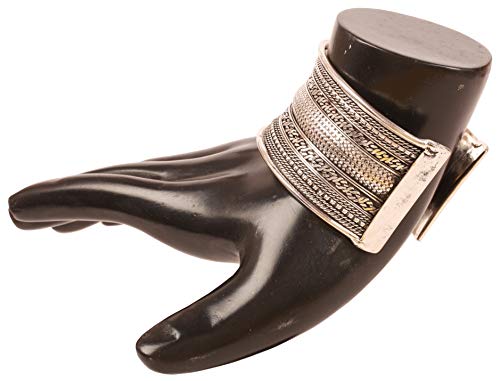 Image of Touchstone Indian Bollywood Desire Brass Base Exotic Workmanship Free Size Cuff Bracelet in Antique Gold Or White Or Copper Tone for Women.