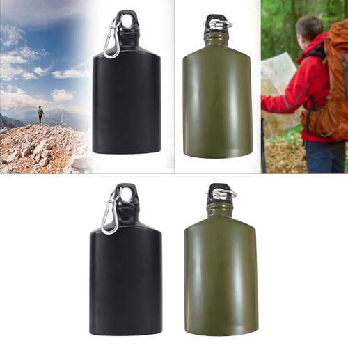 Image of CALANDIS Flat Water Bottle 500ml for Outdoor Activities Picnic Field Training Black