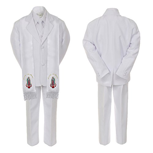 Image of Baby Boy Communion Formal Suit Gold Guadalupe Maria Virgin Mary on Stole SM-20