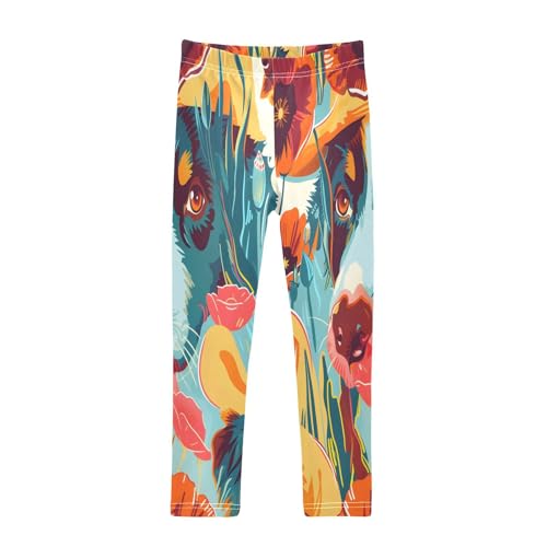 Bolaz Toddler Girls Leggings Printed Yoga Pants Leggings Face of Cowboy Hat Dog for Kids