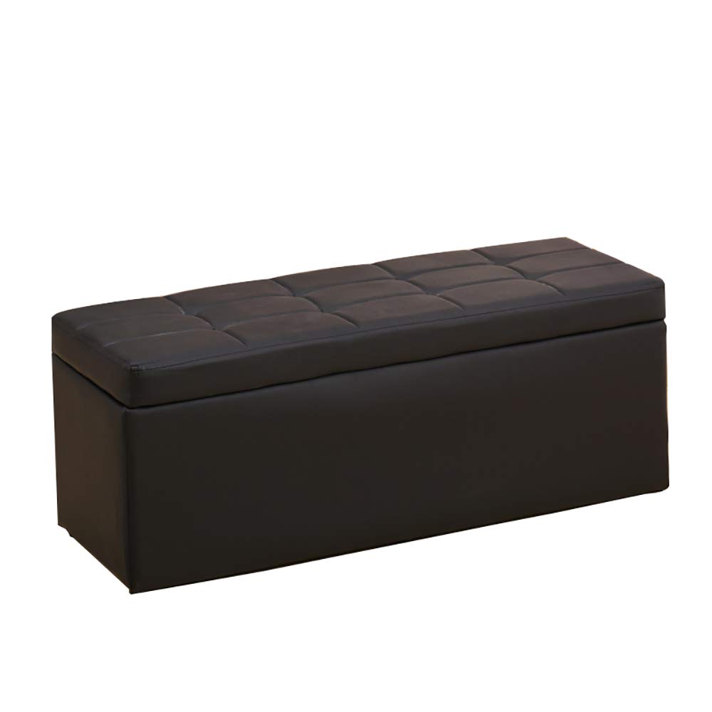 Foot Stool Rest Ottoman Storage Boxes Rectangle Stools Chair Living Room Bedroom Vintage Seat Stool Pouffe Chair (Black-70 * 30 * 35cm, Rectangle)