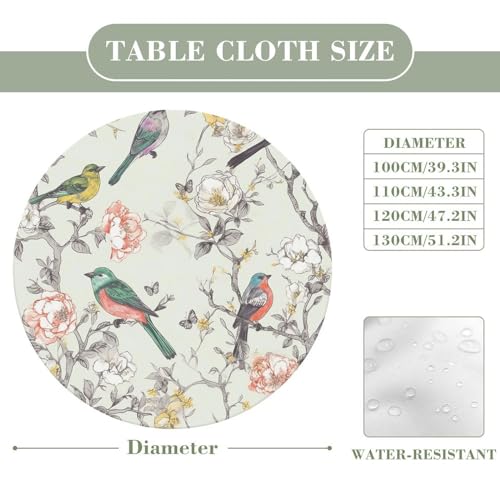 Nappe oiseaux et fleurs infroissable pour table mariage extensible - 3