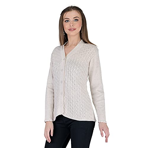 Image of Lady Willington Women Woolen V-Neck Self Design Cardigan Heavy Daffodil Fabric Cardigan Winter Wear Pure Wool Cardigans for Women Sweaters Long Cotty Fully Warm Cardigan Free Sizes
