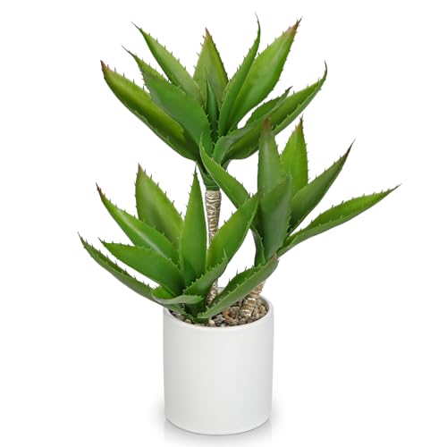 Hollyone Large Artificial Agave Plants Fake Three-Head Agave Succulents Plant