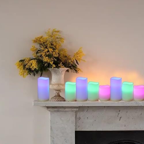 Image of WRalwaysLX 3pack USB Type-C Rechargeable Color-Changing LED Pillar Candles with Remote Control, Dia2.5, H3 4 inch 5 inch for Bedroom, Living Room...