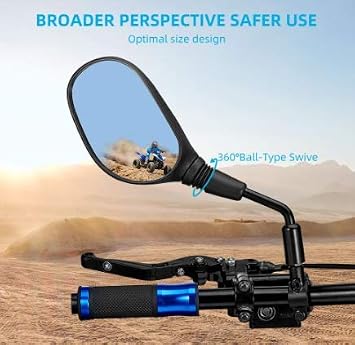 Motobiker ATV Mirrors Motorcycle Mirrors,360 Degrees Ball-Type Adjustment,7/8 Handlebar Mount,8MM 10MM Threaded Bolt Compatible with Motorcycle Scooter Moped Polaris Sportsman Dirt Bike
