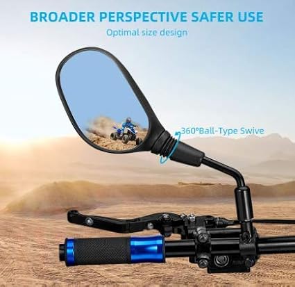 Motobiker ATV Mirrors Motorcycle Mirrors,360 Degrees Ball-Type Adjustment,7/8 Handlebar Mount,8MM 10MM Threaded Bolt Compatible with Motorcycle Scooter Moped Polaris Sportsman Dirt Bike