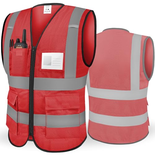Image of TICONN Reflective Safety Vest High Visibility Class II Mesh Vest for Women & Men Meets ANSI Standards