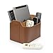 Londo PU Leather Remote Control Holder, Office Supplies Desk Organizer with Tablet Slot, Makeup Brush and Utensils Cube, Large Capacity Desk Caddy With 5 Compartments