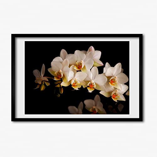 Décoration murale orchidée avec cadre moderne Tulup pour mur vide