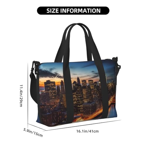 Travel Duffel Bag for Women, Large Shoulder Weekender Overnight Bag, Sport Gym Bag for Men, Carry On Tote Bags, New York City Scenery Luggage Bag for Travel Essentials3