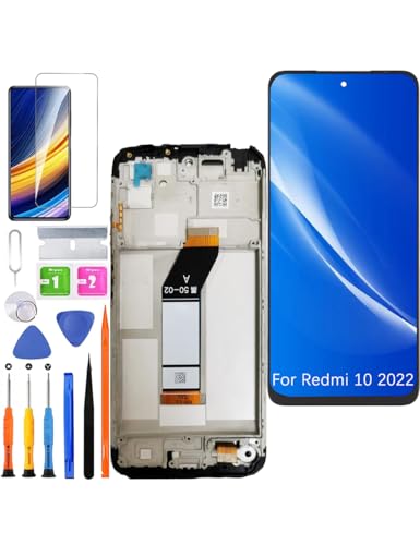 HLYGZX Pantalla de repuesto original para Xiaomi Redmi 10 2022, LCD, 21121119SG 22011119UY, pantalla táctil, digitalizador, ensamblaje de reparación (negro con marco)