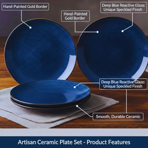 Image of Freakway Elegant Ceramic Round Quarter Plate Set, Midnight Blue, 7.5 Inch, Glossy Finish, Set of 4, Ideal for Parties and Daily Meals