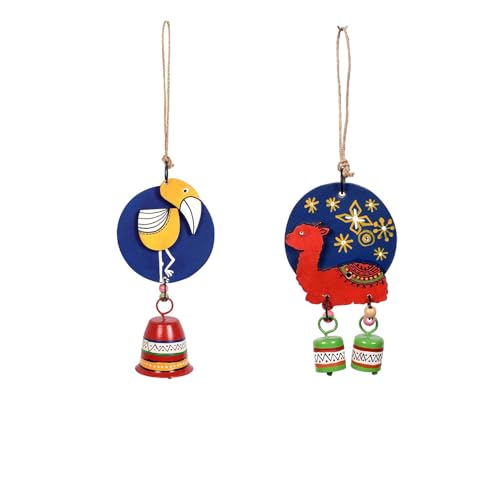 Image of Aakriti Art Creations Desert Melody Wind Chime Set | Handmade Modern Art Wooden & Metal Wind Chimes | Decorative Indoor & Outdoor Hanging for Balcony, Garden, Living Room & Gifting