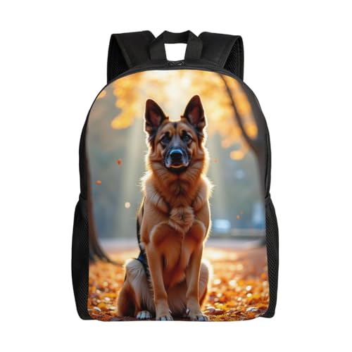 Comfort Fit Unisex German Shepherd Dog Autumn Park Backpack Durable for Daily Commute Travel Adventures 16 Inch