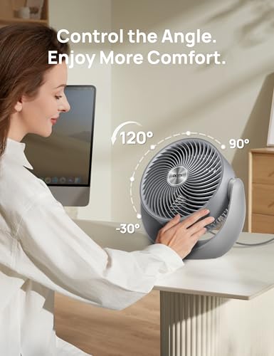 Image of DREO Fan for Bedroom, Table Air Circulator for Whole Room, 11 Inch, 60ft Strong Airflow, 120 adjustable tilt, 20db Low Noise, Quiet, 3 Speeds, Desk Fan for Home,Office, Kitchen