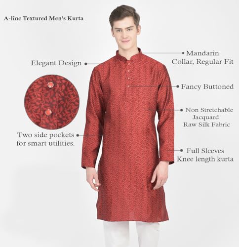 Image of SG LEMAN Knee Length Solid Kurta for Men | Silk | Long Sleeve | Ethnic Wear for Men | Party and Weeding wear Kurta
