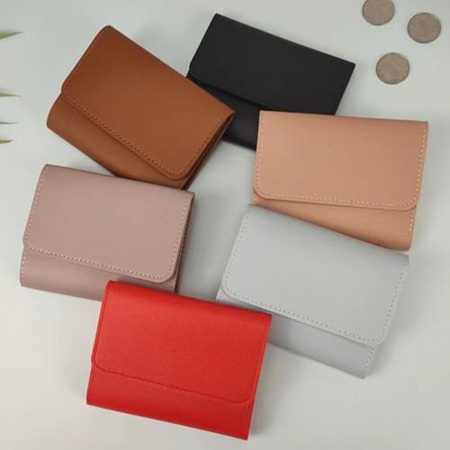 PU Leather Girl Credit Card Holder Multifunction Ultra-thin Solid Color Small Coin Purse Trip4