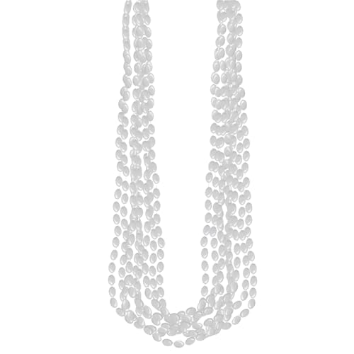 Amscan Colares de contas metálicas prateadas - 76 cm (pacote com 8) - Acessório de festa deslumbrante, perfeito para celebrações e eventos de fantasia