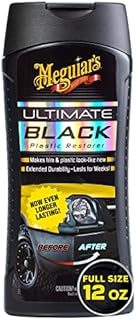 Meguiar's Ultimate Black Plastic Restorer, Car Plastic Restorer Gives New Life to Exterior Plastic, Vinyl and Rubber Trim - 12 Oz Bottle