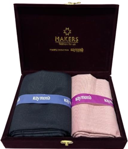Image of Raymond Makers Men's Shirt & Trouser Fabric Combo with Premium Gift Box | Solid Shirt Fabric with Formal Trouser Fabric | Unstitched Dress Material for Office & Formal Wear